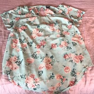 Flowy mint/blue floral top
